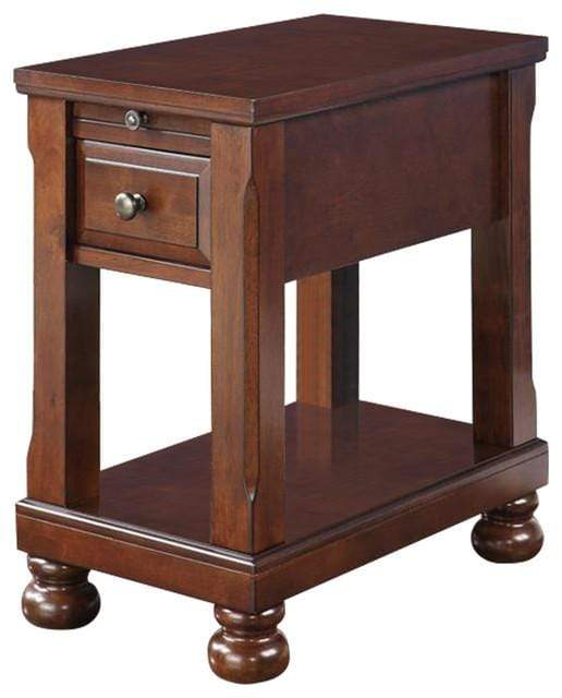 Tables Rustic Table - 23" X 14" X 24" Espresso Hardwood Chairside Table with Power Outlet HomeRoots