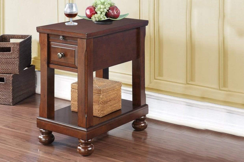 Tables Rustic Table - 23" X 14" X 24" Espresso Hardwood Chairside Table with Power Outlet HomeRoots