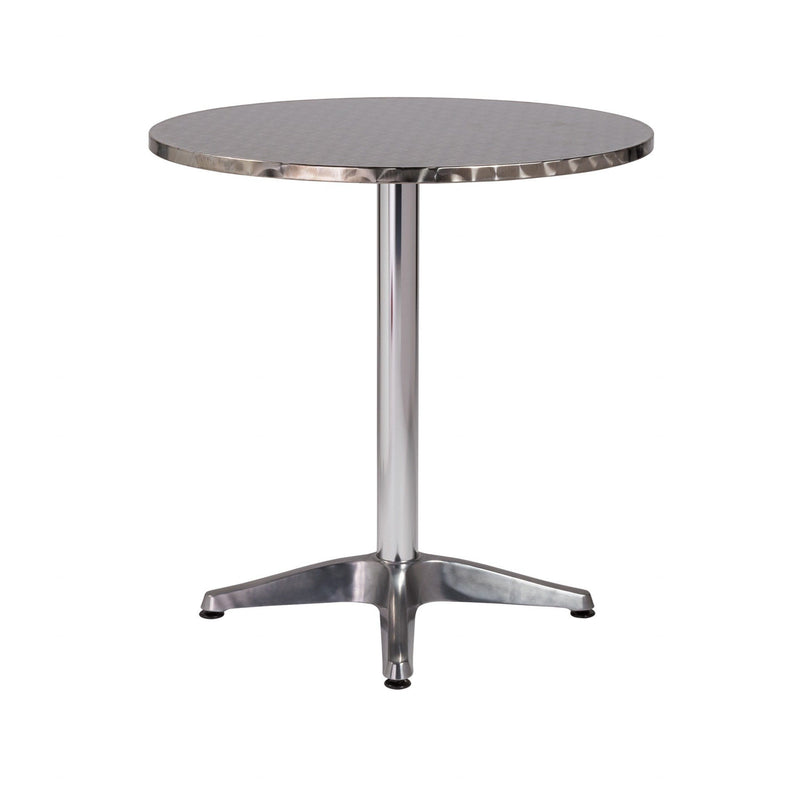 Tables Rustic Table - 27.5" X 27.5" X 28" Silver Stainless Steel Round Bistro Table with Aluminum Base HomeRoots