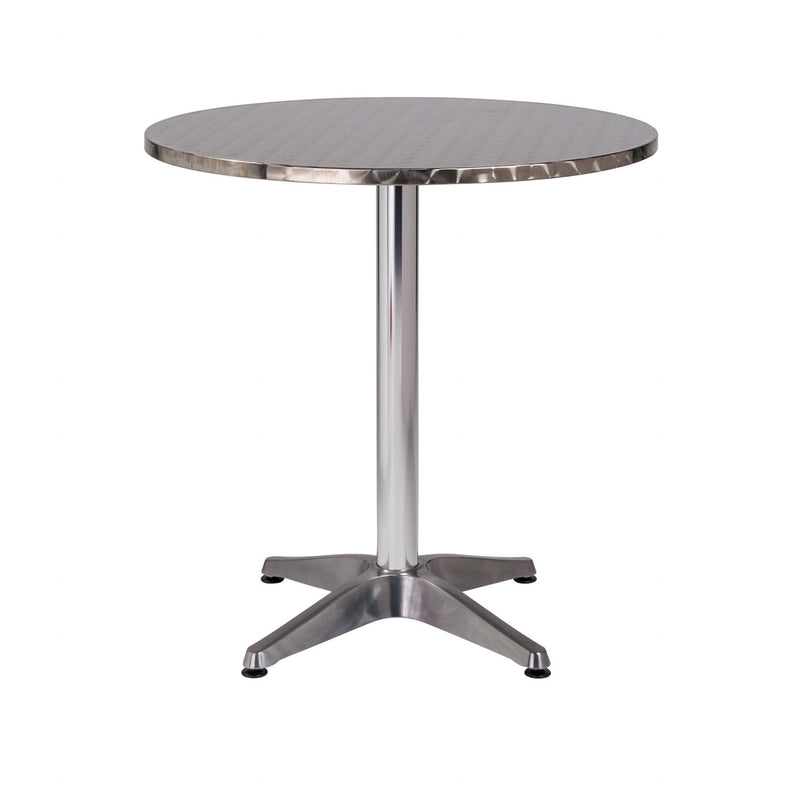 Tables Rustic Table - 27.5" X 27.5" X 28" Silver Stainless Steel Round Bistro Table with Aluminum Base HomeRoots