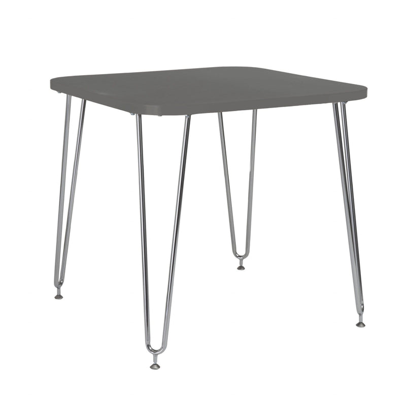 Tables Rustic Table - 31.5" X 31.5" X 30" Gray Melamine over Particle Board Activity Table with Chrome Legs HomeRoots