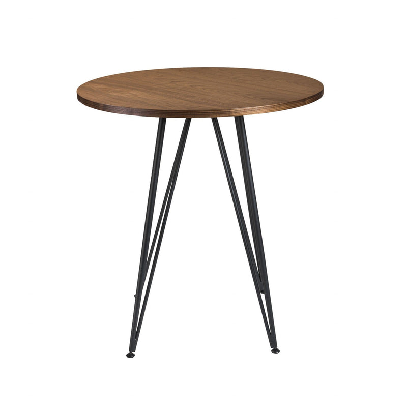 Tables Rustic Table - 36" X 36" X 37" American Walnut Veneer Top Round Counter Table with Black Powder Coated Steel Legs HomeRoots