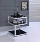 Tables Side Tables - 12" X 18" X 24" Weathered Oak And Chrome Metal Tube Side Table HomeRoots