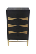 Tables Side Tables - 14" x 23" x 40" Black & Gold, 4 Drawer - Side Table HomeRoots