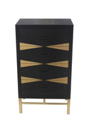 Tables Side Tables - 14" x 23" x 40" Black & Gold, 4 Drawer - Side Table HomeRoots