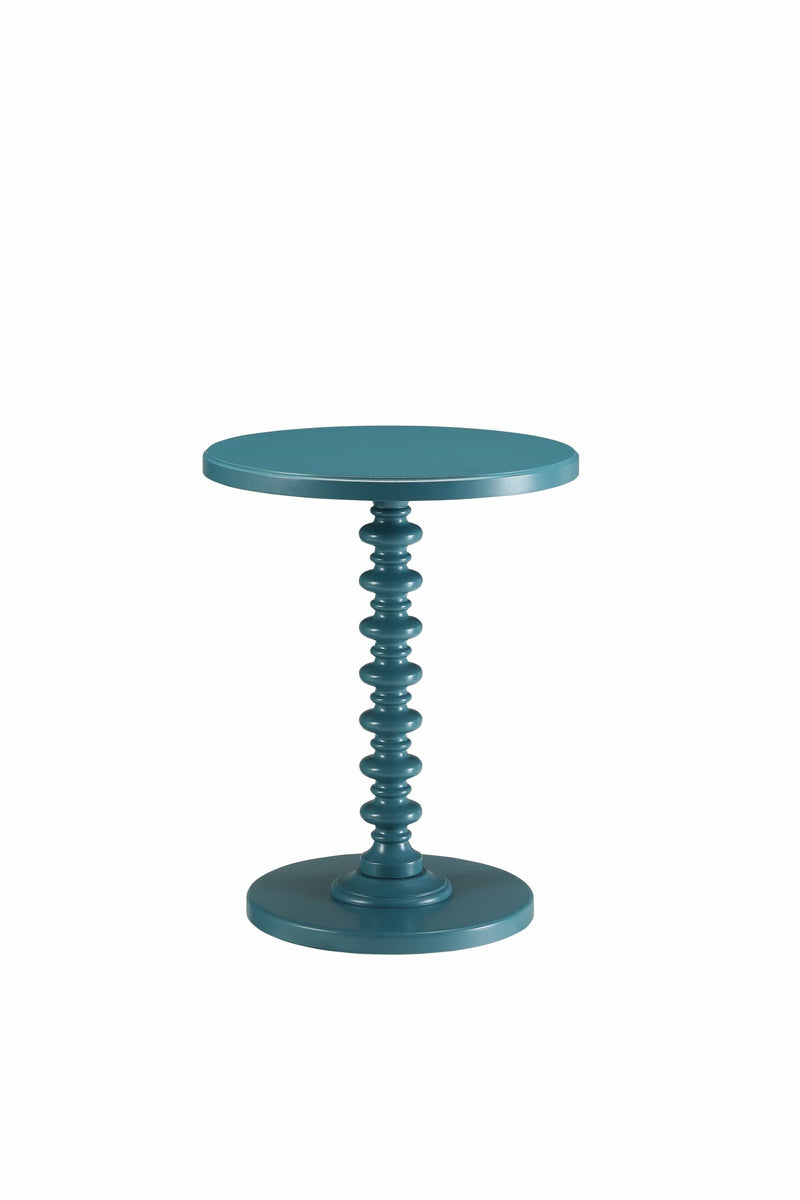 Side Tables - 17" X 17" X 22" Teal Solid Wood Leg Side Table