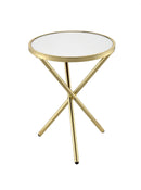 Tables Side Tables - 19" X 19" X 25" Mirror & Gold Metal Tube Side Table HomeRoots