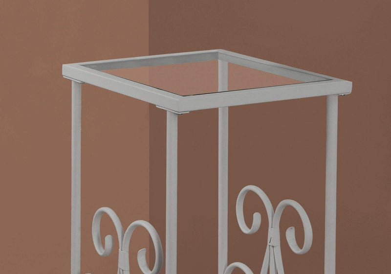 Tables Small Accent Table - 12" x 16" x 30" Silver, Clear, Metal, Tempered Glass - Accent Table HomeRoots