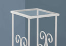 Tables Small Accent Table - 12" x 16" x 30" White, Clear, Metal, Tempered Glass - Accent Table HomeRoots