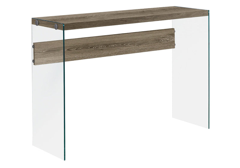 Tables Small Accent Table - 15.75" x 44" x 32" Dark Taupe, Clear, Particle Board, Tempered Glass - Accent Table HomeRoots