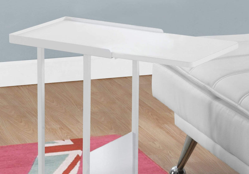 Tables Small Accent Table - 23'.75" x 12" x 23'.75" White, Metal, Mdf - Accent Table with Magazine Rack HomeRoots