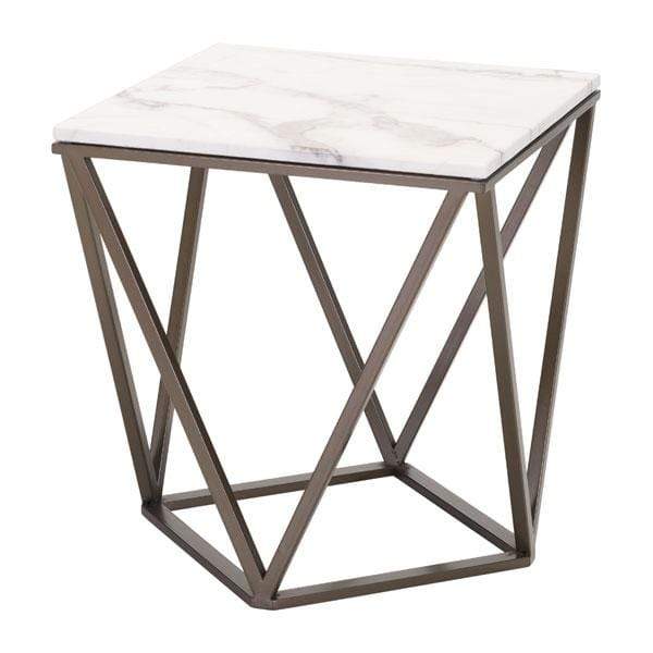 Tables Small End Tables - 20.1" X 20.1" X 21.7" Stone And A. Brass Faux End Table HomeRoots