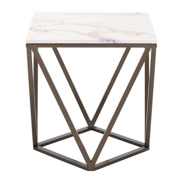 Tables Small End Tables - 20.1" X 20.1" X 21.7" Stone And A. Brass Faux End Table HomeRoots