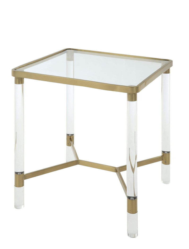 Tables Small End Tables - 20" X 20" X 24" Stainless Steel, Clear Acrylic And Glass End Table HomeRoots