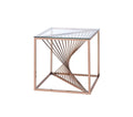 Tables Small End Tables - 24" X 24" X 24" Brushed Copper And Clear Glass End Table HomeRoots