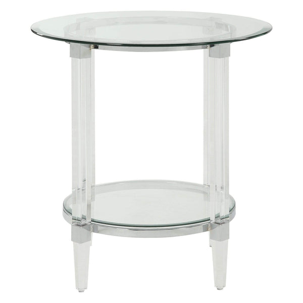Tables Small End Tables 24" X 24" X 24" Chrome, Clear Acrylic And Glass End Table 8991 HomeRoots