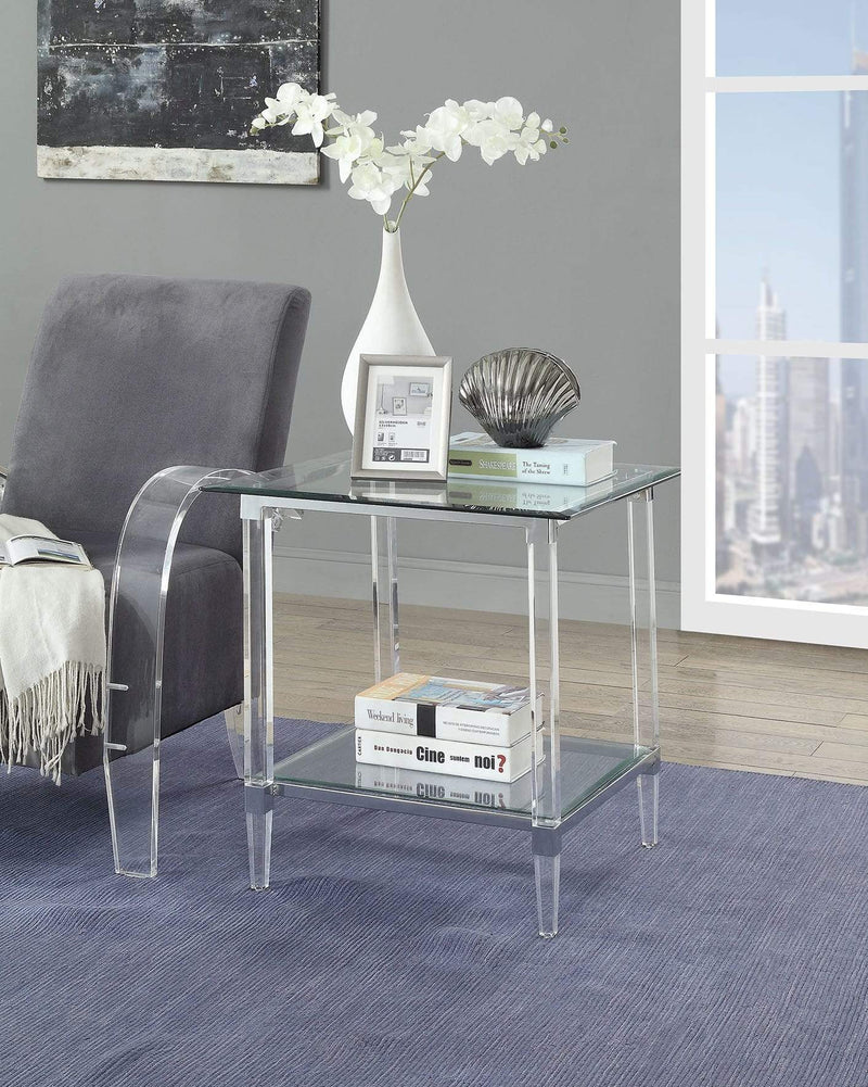 Tables Small End Tables - 24" X 24" X 24" Chrome, Clear Acrylic And Glass End Table HomeRoots