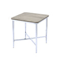 Tables Small End Tables - 24" X 24" X 24" Gray Oak And Chrome Metal Tube End Table HomeRoots