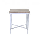 Tables Small End Tables - 24" X 24" X 24" Gray Oak And Chrome Metal Tube End Table HomeRoots