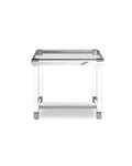 Tables Small Side Table - Side Table, 10 Mm Tempered Clear Glass Top, Polished Stainless Steel Frame, Acrylic Legs. HomeRoots