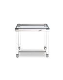 Tables Small Side Table - Side Table, 10 Mm Tempered Clear Glass Top, Polished Stainless Steel Frame, Acrylic Legs. HomeRoots