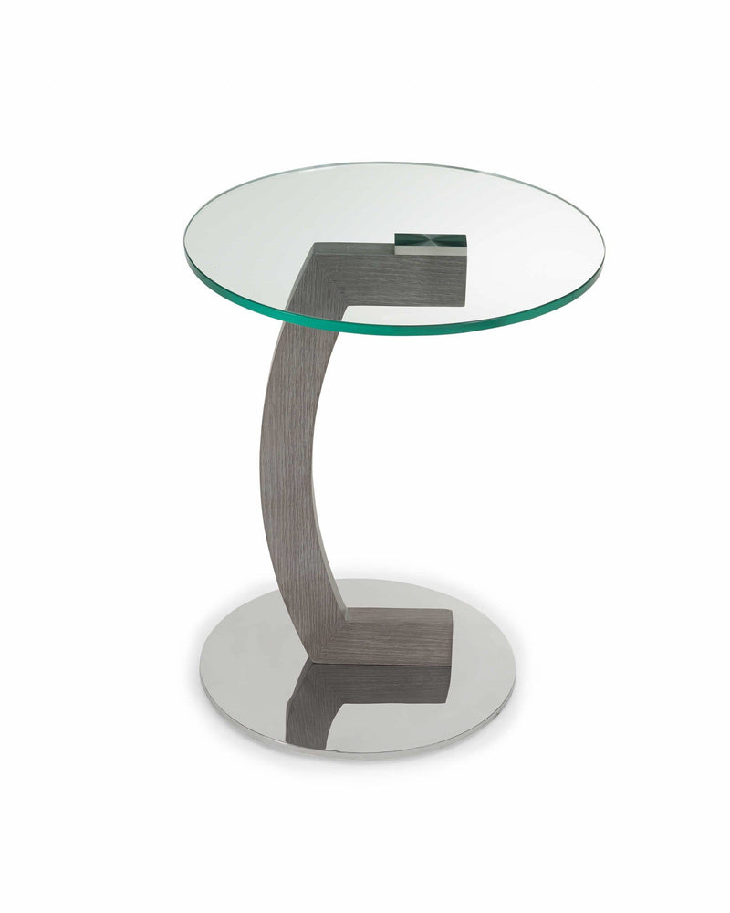 Tables Small Side Table - Side Table 17 Clear Tempered Glass With Gray Oak Veneer And Polished Stainless Steel Base HomeRoots