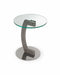 Tables Small Side Table - Side Table 17 Clear Tempered Glass With Gray Oak Veneer And Polished Stainless Steel Base HomeRoots