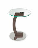 Tables Small Side Table - Side Table 17 Clear Tempered Glass With Walnut Veneer And Polished Stainless Steel Base HomeRoots