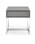 Tables Small Side Table - Side Table Gray Oak Veneer One Drawer Polished Stainless Steel Legs HomeRoots