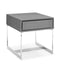 Tables Small Side Table - Side Table Gray Oak Veneer One Drawer Polished Stainless Steel Legs HomeRoots