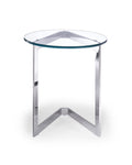 Tables Small Side Table - Side Table, Round Clear Glass, Stainless Steel Base HomeRoots