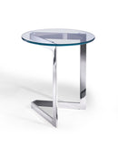 Tables Small Side Table - Side Table, Round Clear Glass, Stainless Steel Base HomeRoots