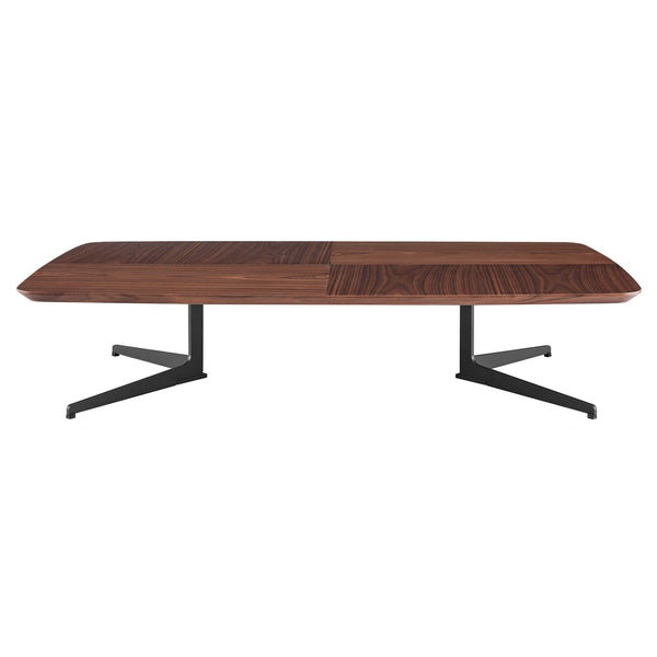 Tables Smart Coffee Table - 31.50" X 51.19" X 11.03" Rectangular Coffee Table in American Walnut and Matte Dark Gray Base HomeRoots