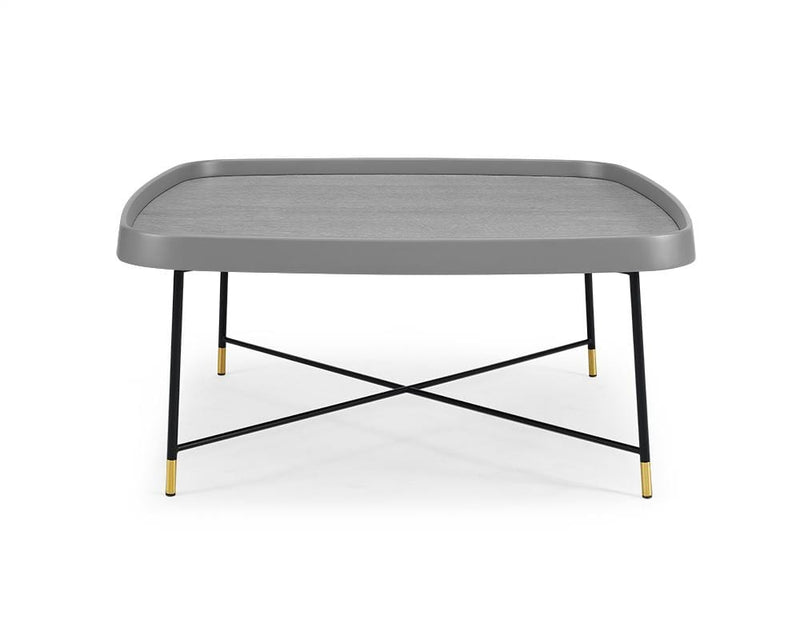 Tables Smart Coffee Table - 35" X 35" X 16" Gray Oak Stainless Steel Coffee Table HomeRoots