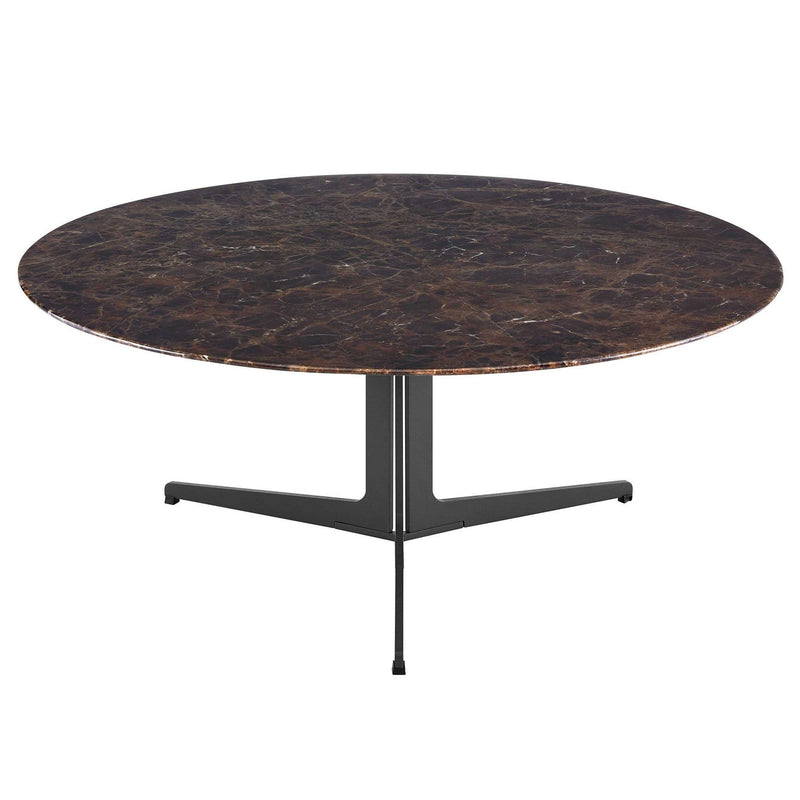 Tables Smart Coffee Table - 47.25" X 23.63" X 13.78" Round Coffee Table in Emperador Marble and Matte Dark Gray HomeRoots