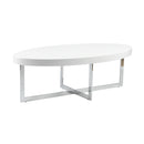 Tables Smart Coffee Table - 47.25" X 23.63" X 15.75" Coffee Table in High Gloss White with Polished Stainless Steel Base HomeRoots