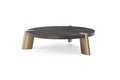 Tables Smart Coffee Table - 48" X 48" X 13" Wengee Veneer Stainless Steel Coffee Table HomeRoots