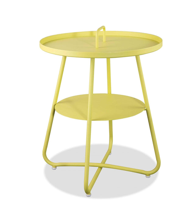 Tables Sofa Side Table - 19" X 19" X 23" Yellow Aluminum Side Table HomeRoots