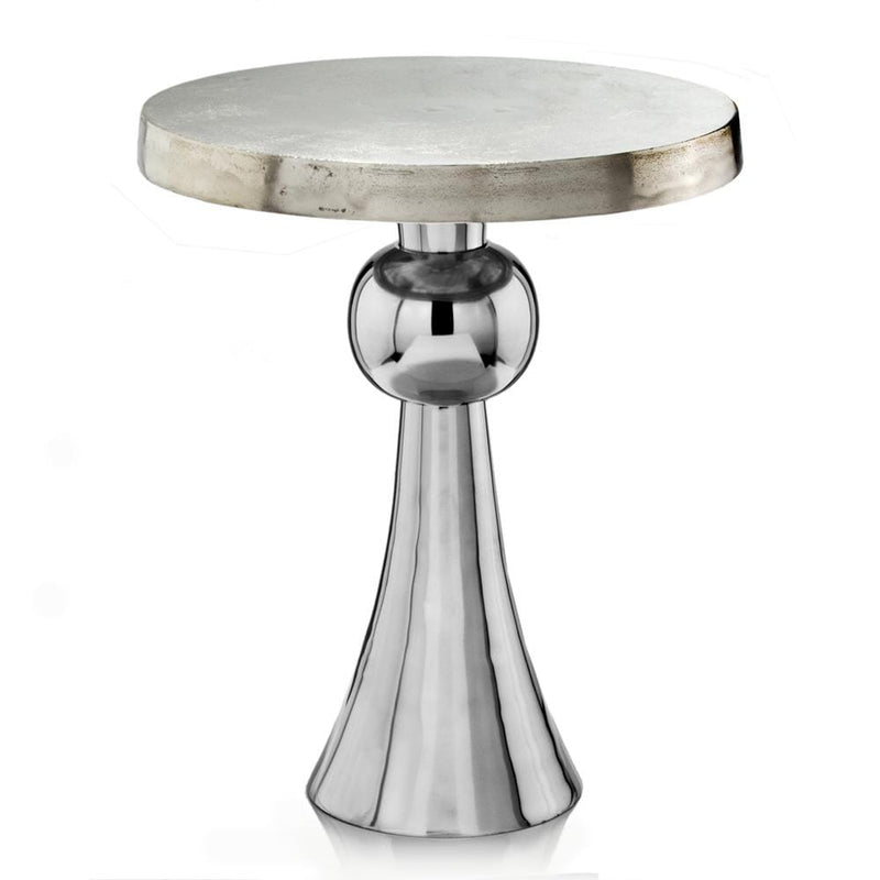 Tables Sofa Table - 22" x 22" x 27" Buffed & Rough Silver, Ball - Skirt Table HomeRoots