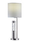 Tables Table Lamp Set - 10" X 10" X 25" Brushed Nickel Metal Glass LED Shade Table Lamp HomeRoots