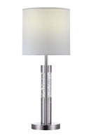 Tables Table Lamp Set - 10" X 10" X 25" Brushed Nickel Metal Glass LED Shade Table Lamp HomeRoots