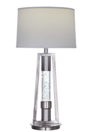 Tables Table Lamp Set - 15" X 15" X 31" Brushed Nickel Metal Glass LED Shade Table Lamp HomeRoots