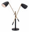 Tables Table Lamp Set - 34.6" x 7.9" x 28.1" Matte Black & Brass, Steel & Marble, Table Lamp HomeRoots