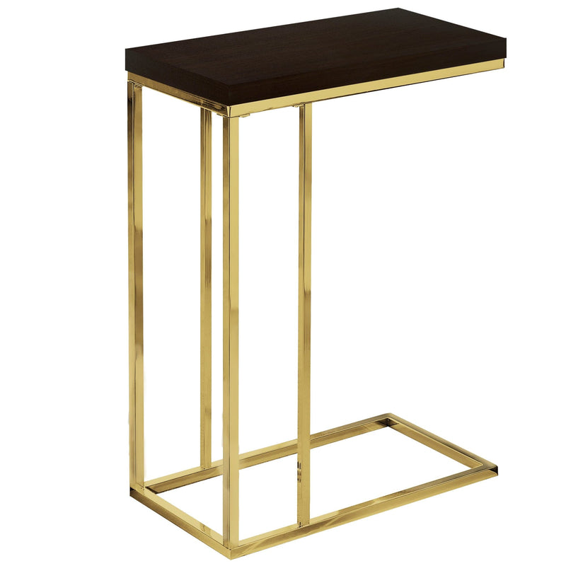 Tables Tall Accent Table - 18'.25" x 10'.25" x 25'.25" Cappuccino/Gold, Particle Board, Metal - Accent Table HomeRoots