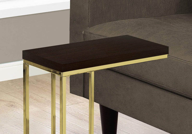 Tables Tall Accent Table - 18'.25" x 10'.25" x 25'.25" Cappuccino/Gold, Particle Board, Metal - Accent Table HomeRoots