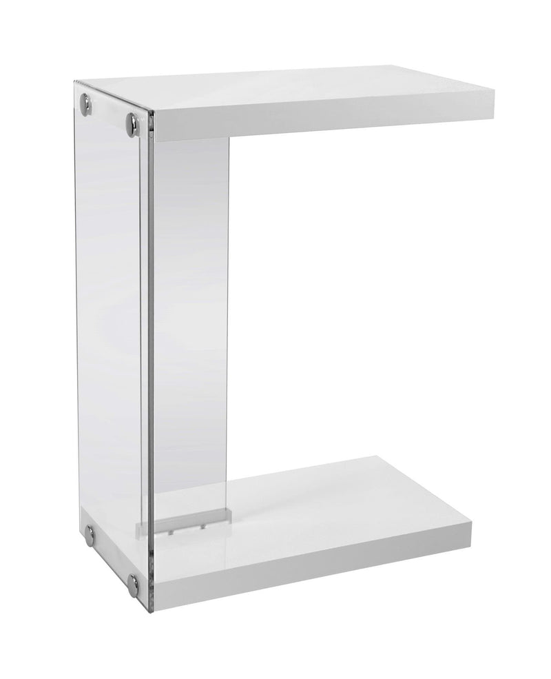 Tables Tall Accent Table - 18'.5" x 10'.25" x 24'.75" White, Particle Board, Tempered Glass - Accent Table HomeRoots