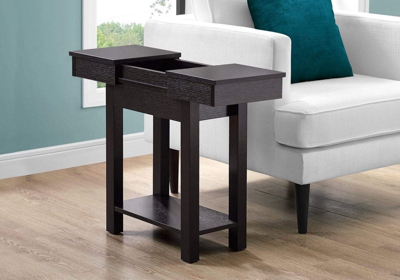 Tables Tall Accent Table - 20" x 11'.75" x 24" Cappuccino, Particle Board, Hollow-Core, Storage - Accent Table HomeRoots