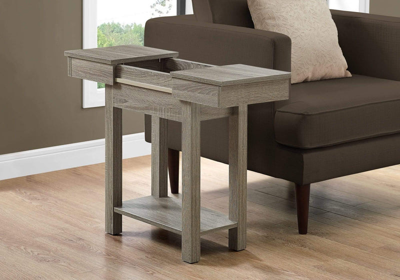 Tables Tall Accent Table - 20" x 11'.75" x 24" Dark Taupe, Particle Board, Hollow-Core, Storage - Accent Table HomeRoots