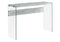 Tables Tall Accent Table - 32" Grey Cement Particle Board and Clear Tempered Glass Accent Table HomeRoots