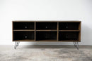 Tables TV Console Table - 60" X 16" X 25.'5" Maple And Steel TV Console HomeRoots